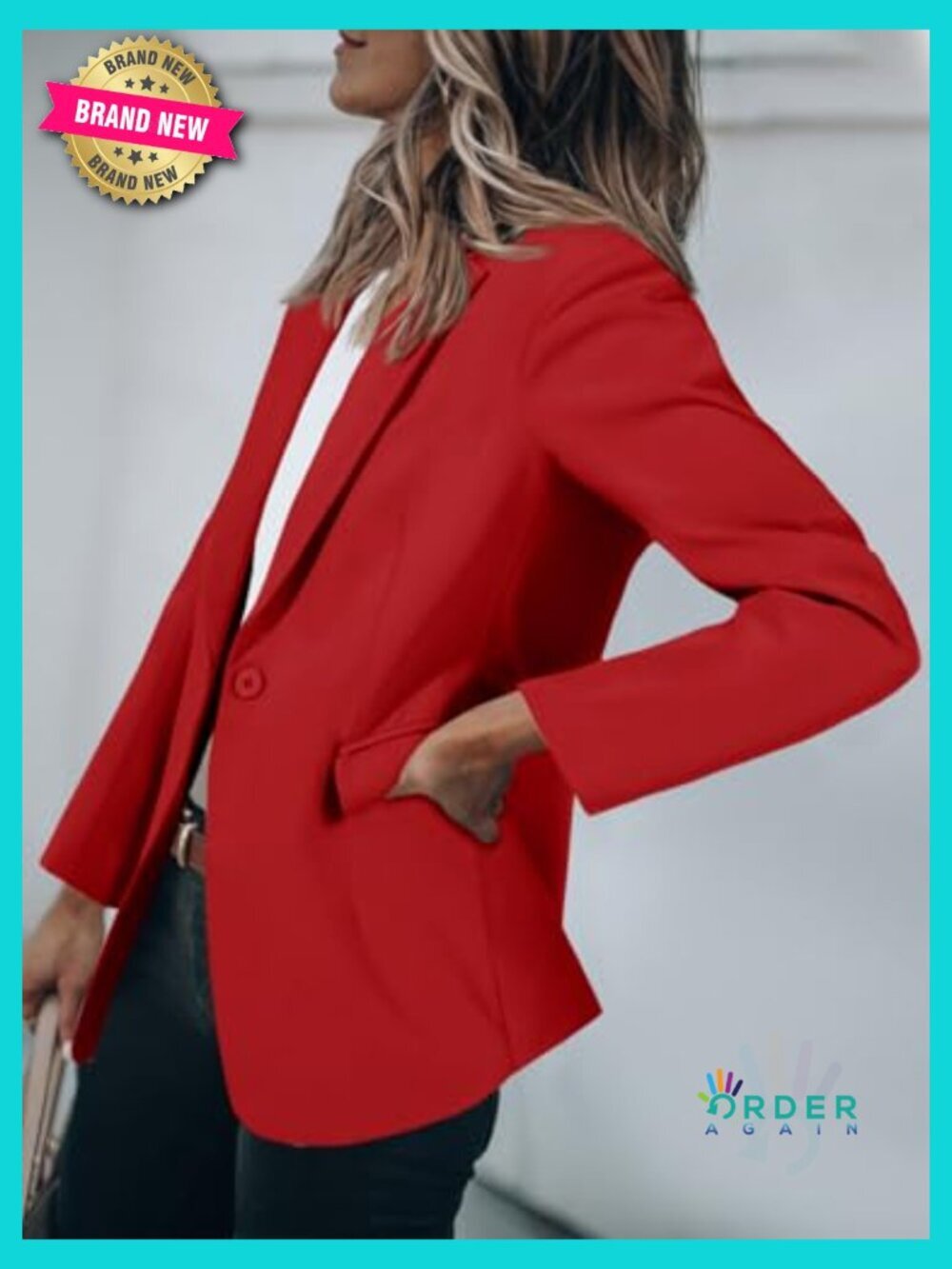 Casual Open Front Blazer Long Sleeve Work Office Suit Jacket Blazer View 3